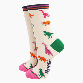 COLORPOP - Bambussokker Dinosaurer Kremfarget Str. 36 - 40 - COLORPOP
