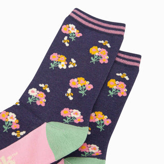COLORPOP - Bambussokker Marineblå Blomster og Bier Str. 36 - 40 - COLORPOP