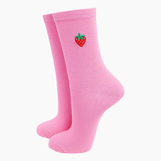 COLORPOP - Bomullssokker Rosa med Jordbær Str. 36 - 40 - COLORPOP