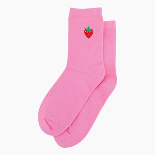 COLORPOP - Bomullssokker Rosa med Jordbær Str. 36 - 40 - COLORPOP