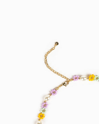 COLORPOP - Fargerikt Halskjede med Perler og Blomster - Pastell - COLORPOP