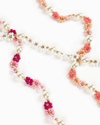 COLORPOP - Fargerikt Halskjede med Perler og Blomster - Rosa - COLORPOP