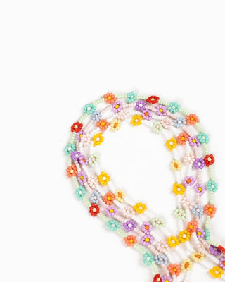 COLORPOP - Fargerikt Perlekjede med Blomster – Lilla og Lyseblått - COLORPOP