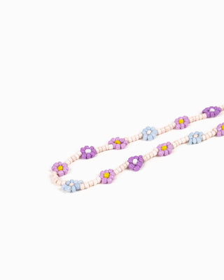 COLORPOP - Fargerikt Perlekjede med Blomster – Lilla og Lyseblått - COLORPOP