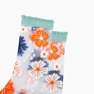 COLORPOP - Gjennomsiktige Sokker med Blomster Str. 36 - 40 - COLORPOP