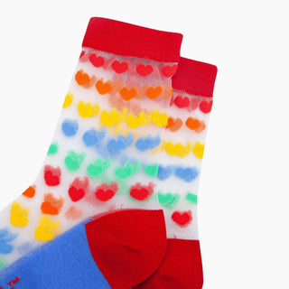 COLORPOP - Gjennomsiktige Sokker med Regnbuehjerter Str. 36 - 40 - COLORPOP