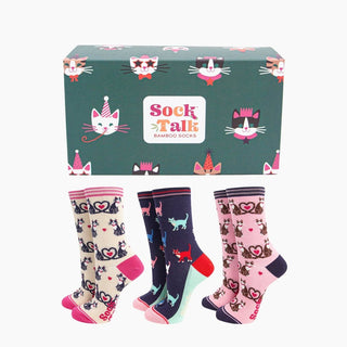 COLORPOP - Love Cats - Gavesett med Bambussokker Str. 36 - 40 - COLORPOP