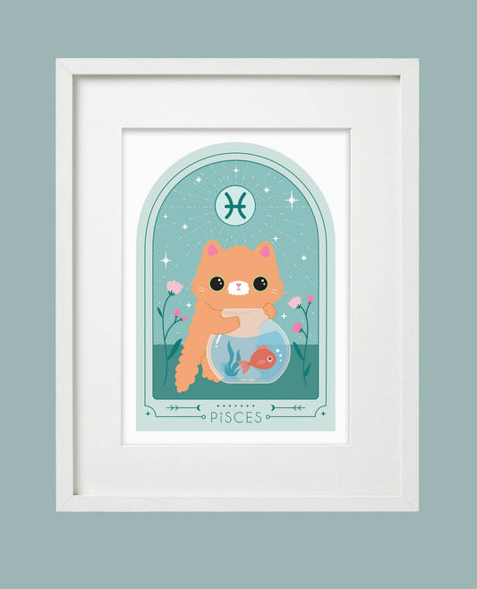 Zodiac Kitty Art Print - Pisces