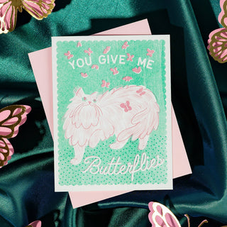 You Give Me Butterflies - Risograf Kort