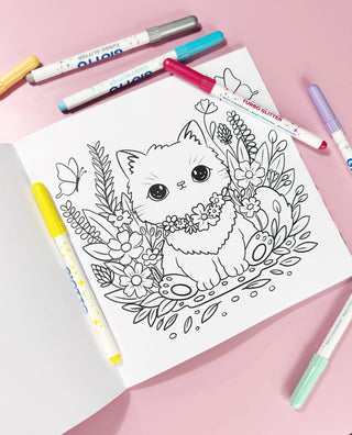 Pretty Kitty Colouring Book - 30 hand drawn pages to colour
