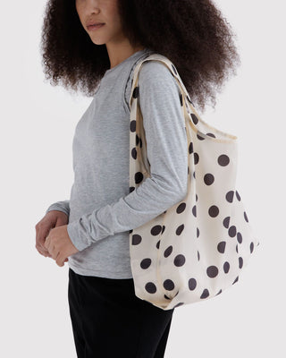 Standard BAGGU Handlenett - Cream and Black Polka Dot