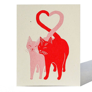 Love Cats Red/Pink - Risograf Kort