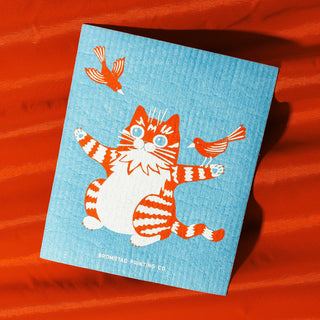 Svensk kjøkkenklut - Katt og Fugler