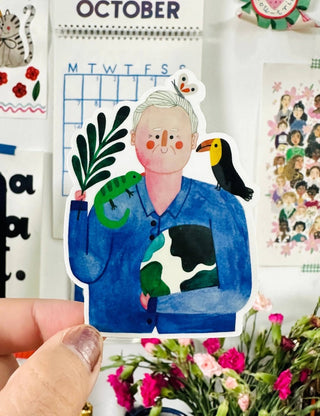 Daria Solak Illustrations - Sir David Attenborough Klistremerke - COLORPOP
