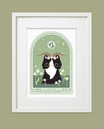 Zodiac Kitty Art Print - Capricorn