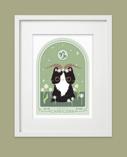 Zodiac Kitty Art Print - Capricorn