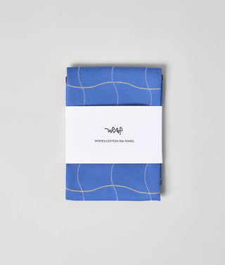 Wave Grid Blue Vevd Kjøkkenhåndkle