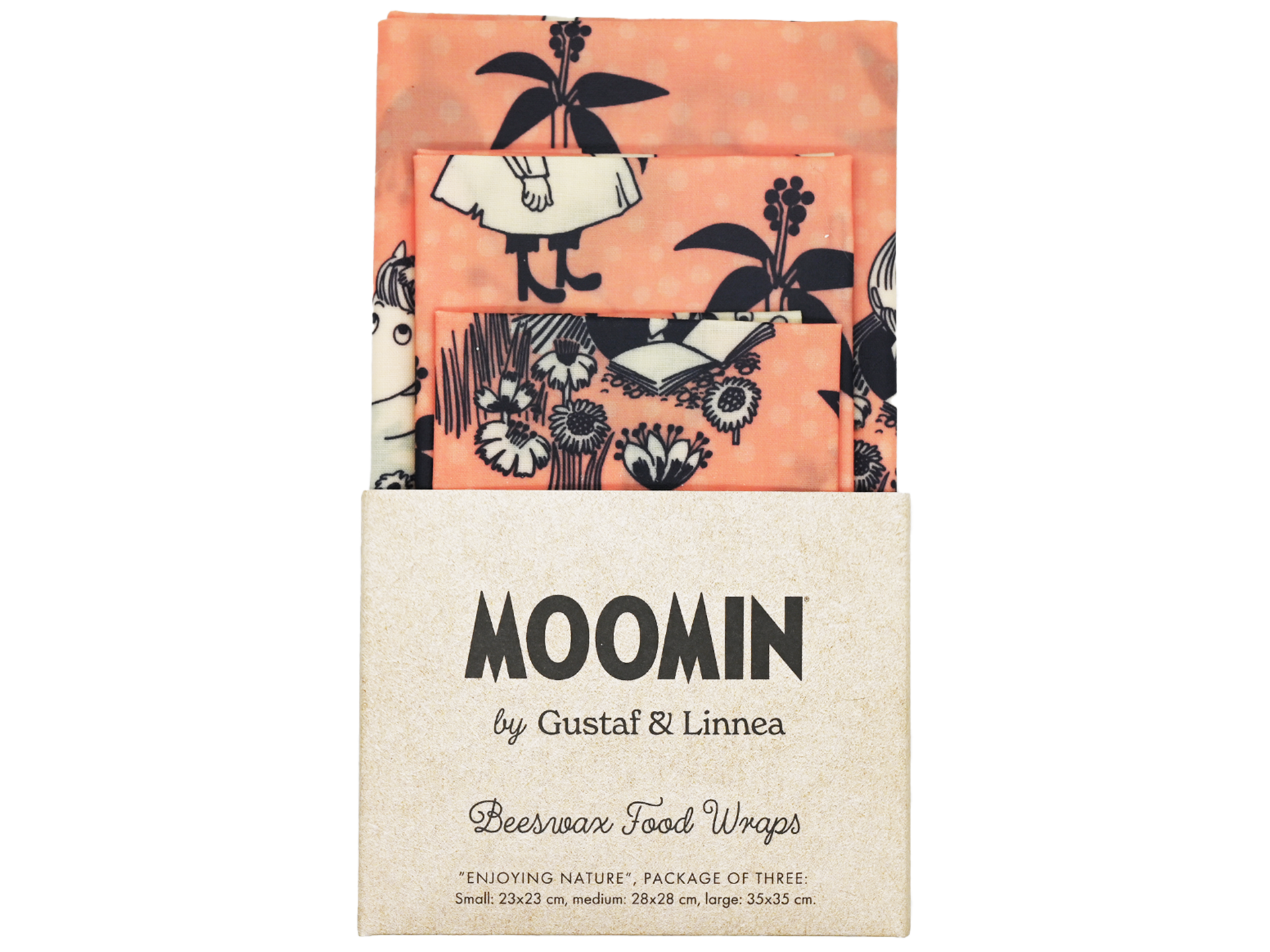 Mummitrollet - Beeswax Wrap "Enjoying nature" - Sett med 3 stk