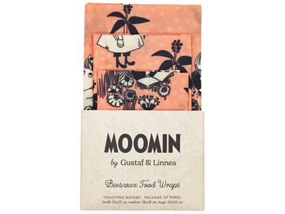 Mummitrollet - Beeswax Wrap "Enjoying nature" - Sett med 3 stk