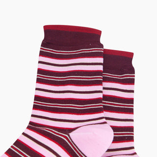Bambussokker Striper Burgunder/Rosa Str. 36-40