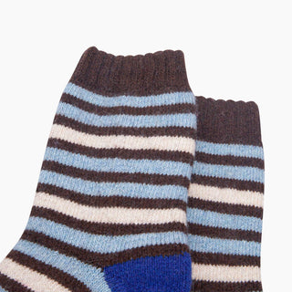 Tykke Ullsokker Brun/Blå Striper 36-40