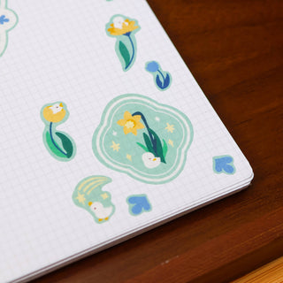 Klistremerkeark Washi - Flower Duck