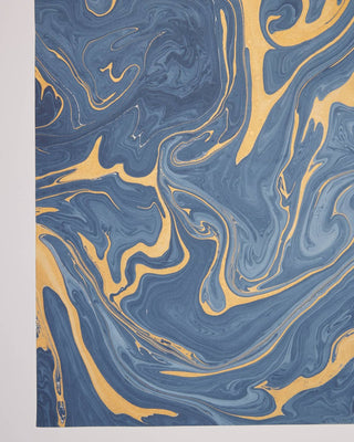 Håndlaget Marmorert Papir - Ink Blue