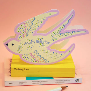 Fugleformet Kort - Happy Birthday