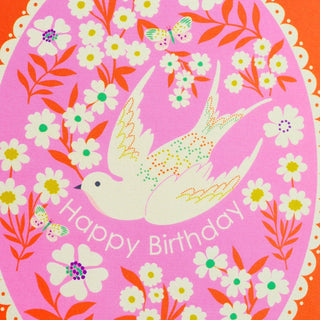 Elvira.v.v.Designs - Happy Birthday Floral & Bird - Kort - COLORPOP