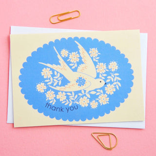 Elvira.v.v.Designs - Sett med 8 Takkekort - Svaler i Retro Rammer - COLORPOP