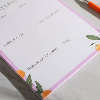 Orangerie A5 Shopping List - Notatblokk
