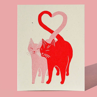 Love Cats Red/Pink - Risograf Kort