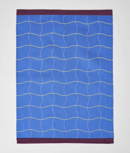 Wave Grid Blue Vevd Kjøkkenhåndkle