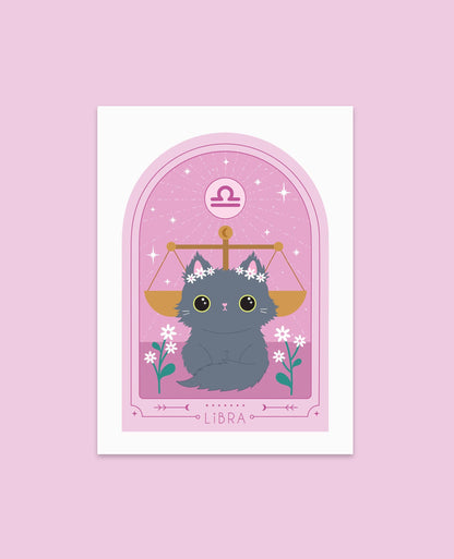 Zodiac Kitty Art Print - Libra