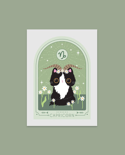 Zodiac Kitty Art Print - Capricorn