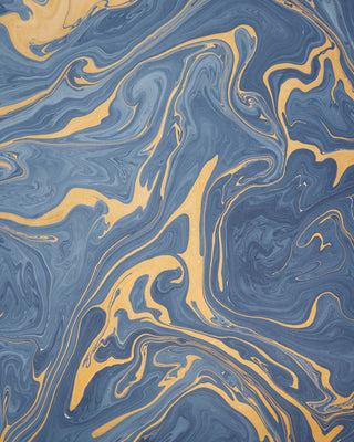 Håndlaget Marmorert Papir - Ink Blue