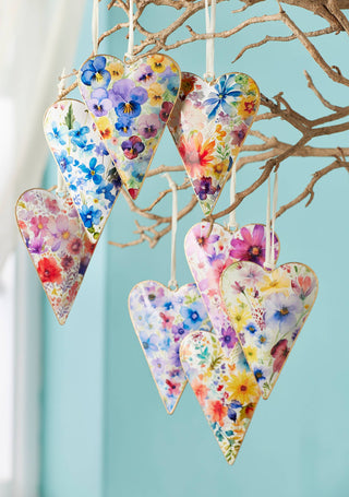 Watercolour Floral Heart - Dekorasjon i metall
