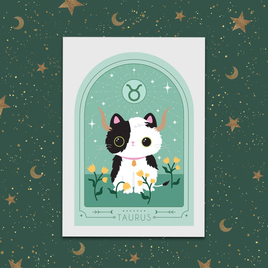 Zodiac Kitty Art Print - Taurus