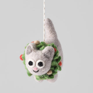 Ernest, Katt med Krans - Fair trade Julepynt