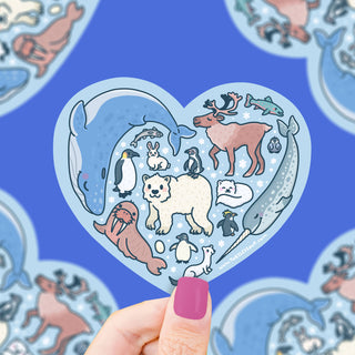 Icy Winter Animal Heart - Klistremerke