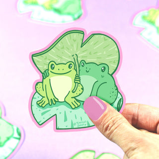 Frogs on Lilypad - Klistremerke