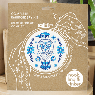 Hook, Line & Tinker Embroidery Kits - Folk Blue Jay - Broderi Kit - COLORPOP