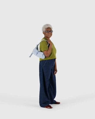BAGGU Cargo Shoulder Bag - Light Blue Gingham