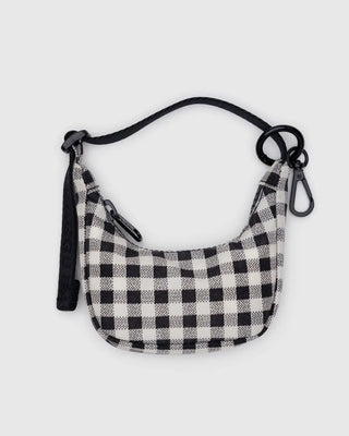BAGGU Crescent Bag Charm - Black & White Gingham