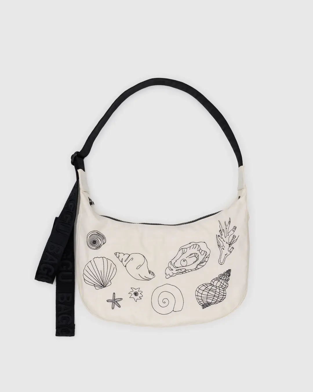 BAGGU Medium Crescent Bag - Embroidered Shells