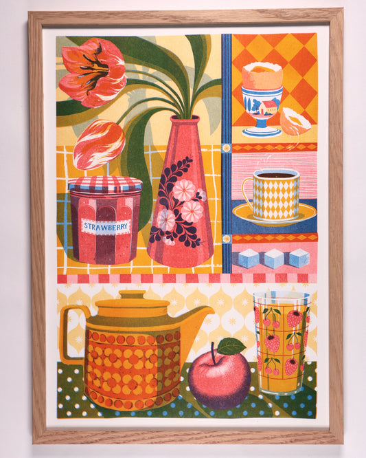 Kunstprint Innrammet - Retro Breakfast A3