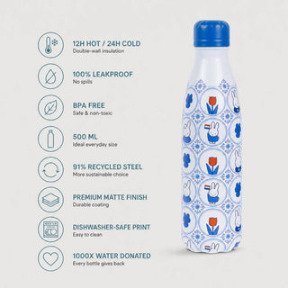 IZY Bottles - IZY Drikkeflaske - Delft Fliser Miffy - 500ml - COLORPOP