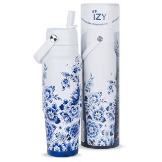 IZY Bottles - IZY Drikkeflaske Med Sugerør – Blue Floral 900ml - COLORPOP