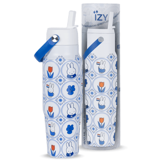 IZY Bottles - IZY Drikkeflaske med Sugerør - Delft Fliser Miffy - 900ml - COLORPOP
