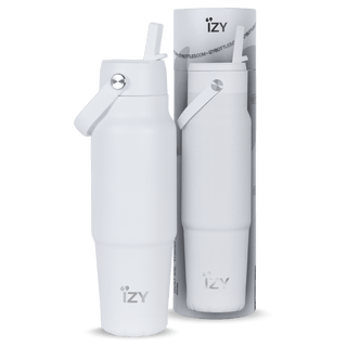 IZY Bottles - IZY Drikkeflaske Med Sugerør – Hvit 900 ml - COLORPOP